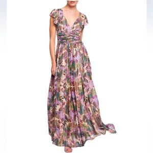 Ciebon Jennsen Ruched Maxi Dress In Purple